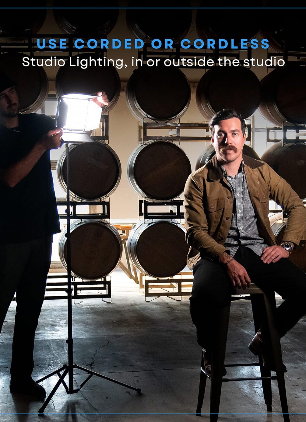 Lume Cube Studio Panel 2-Point Lighting Kit | Edge Lit LED Bicolor Light Panels 3200k - 5600k | Rechargeable Lithium Battery, Adjustable Color, Brightness, 70" Stands, Wireless Remote Included - Image 3