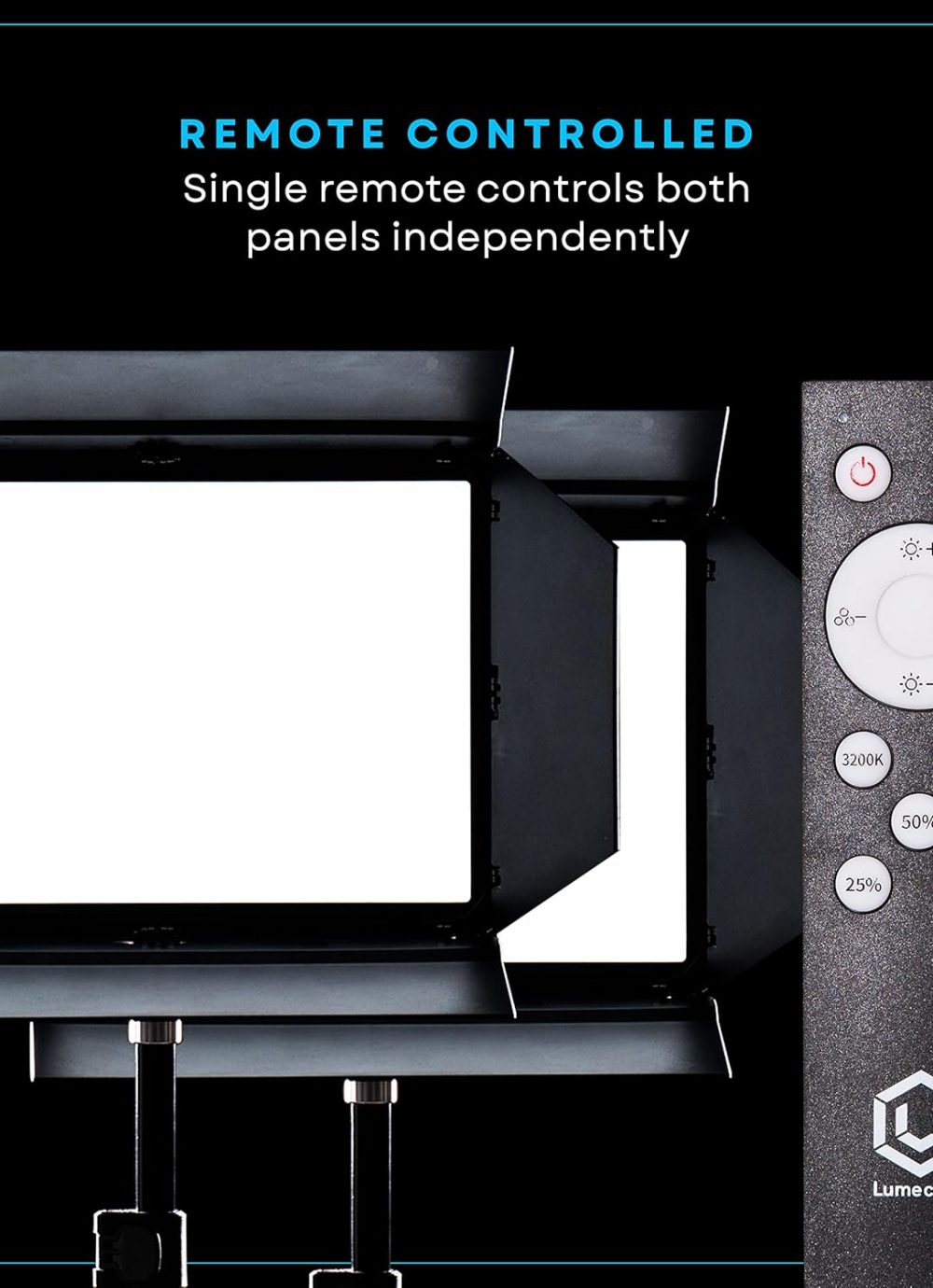 Lume Cube Studio Panel 2-Point Lighting Kit | Edge Lit LED Bicolor Light Panels 3200k - 5600k | Rechargeable Lithium Battery, Adjustable Color, Brightness, 70" Stands, Wireless Remote Included - Image 4